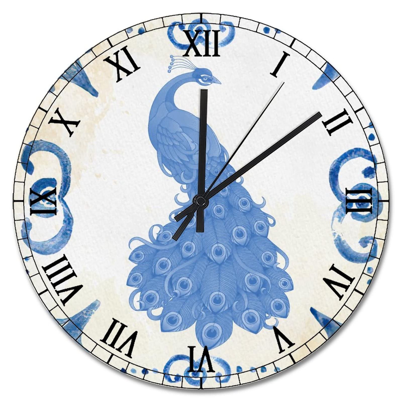 Horloge murale paon de 38 cm pour salon et décoration de ferme