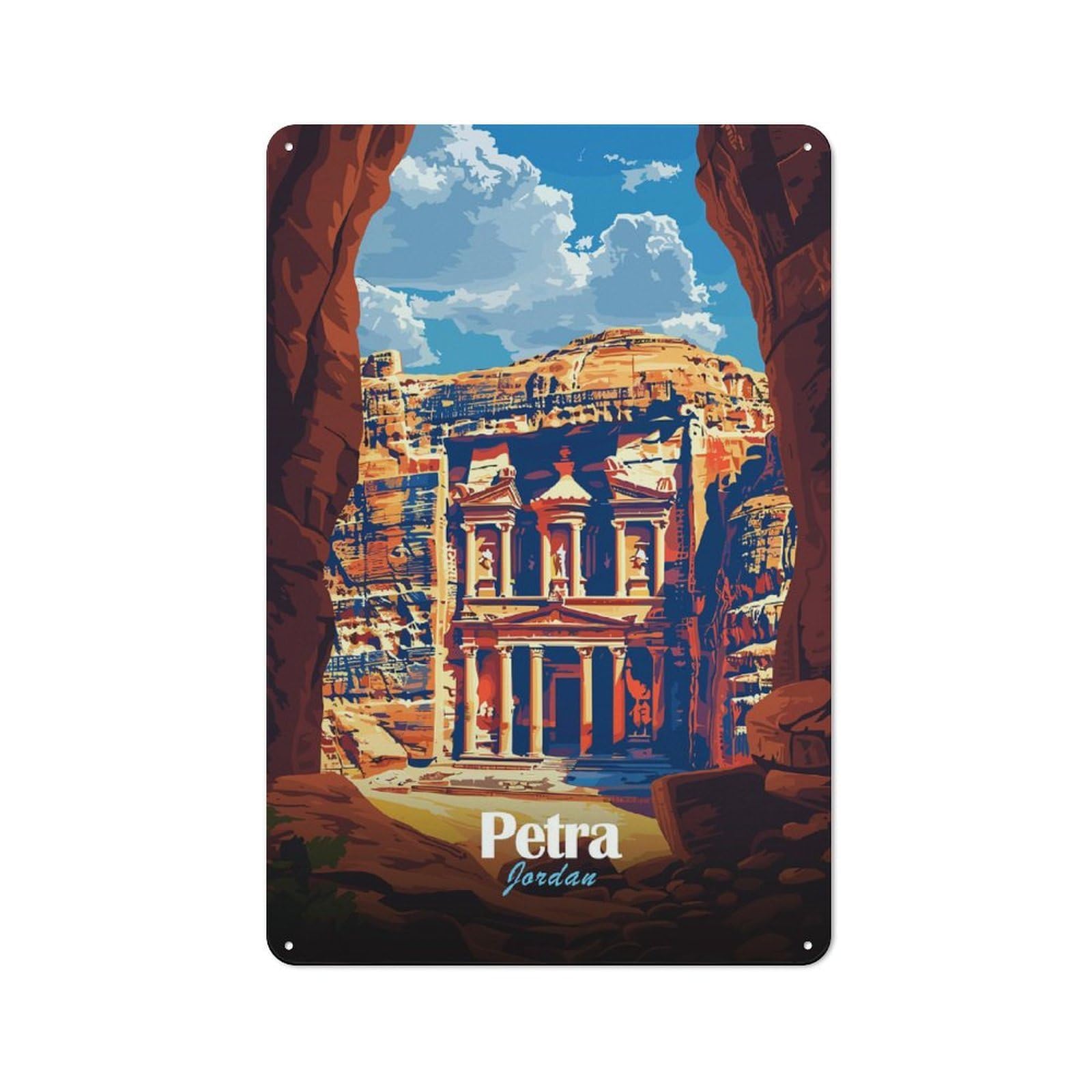 Junmoney Petra, Jordan Travel Vintage Metal Sign 30X20cm, Nostalgic Pub Wall Decor For Pub, Home Bar, Shed Or Man Cave