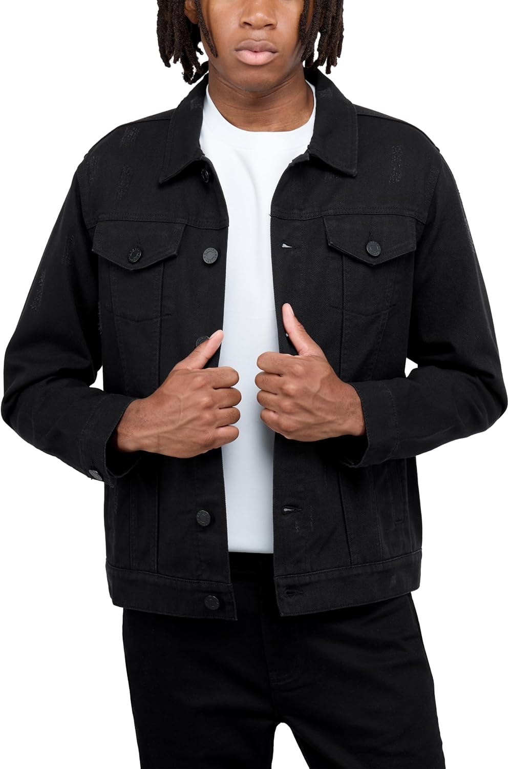 X RAY Mens Denim Jacket, Washed Ripped Distressed Flex Stretch Casual Trucker Biker Jeans Jacket for Men - Image 5