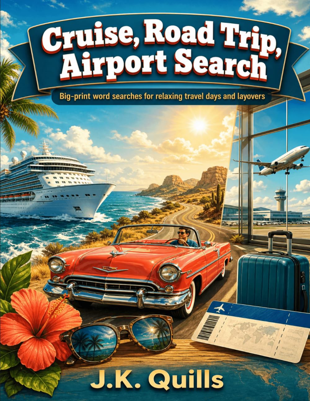 Cruise, Road Trip, Airport Word Search: Big-print word searches for seniors, road trips, cruises, airports, and layover downtime