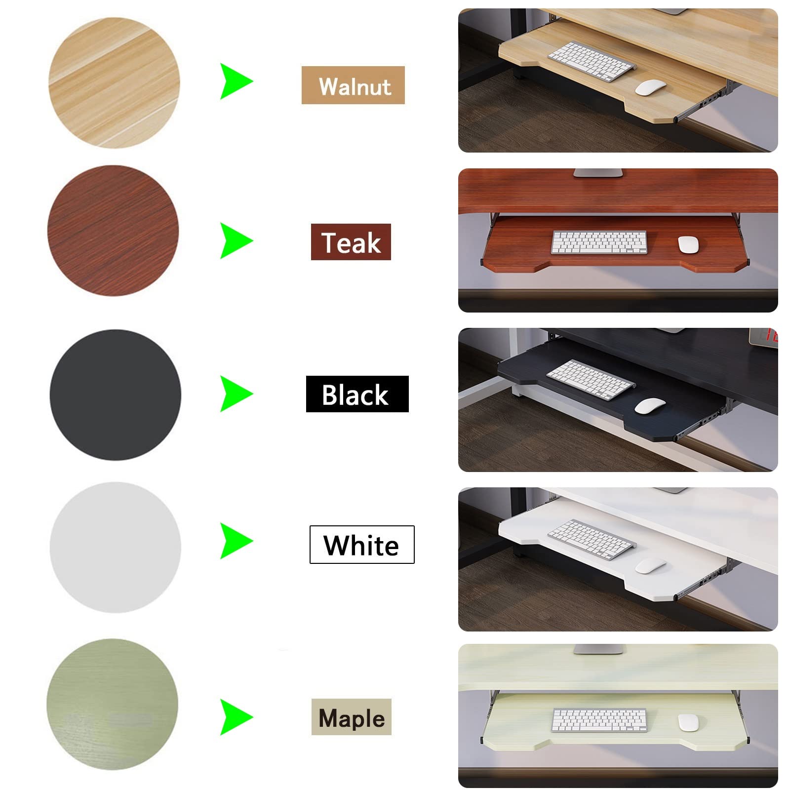 Ergonomiczne przedłużenie biurka – podbiurkowa platforma pod klawiaturą i myszką, regulowana, cicha, Ra, 60 x 30 cm, wykończenie tekowe, oszczędność miejsca, wysuwana taca na klawiaturę