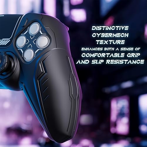 Miniatura 4 de PlayVital 2 Pack Silicone Skin Set for PS5 Controller - Charging Dock Compatible, Full Protection Case with Futuristic CyberMech Design, Soft Cover