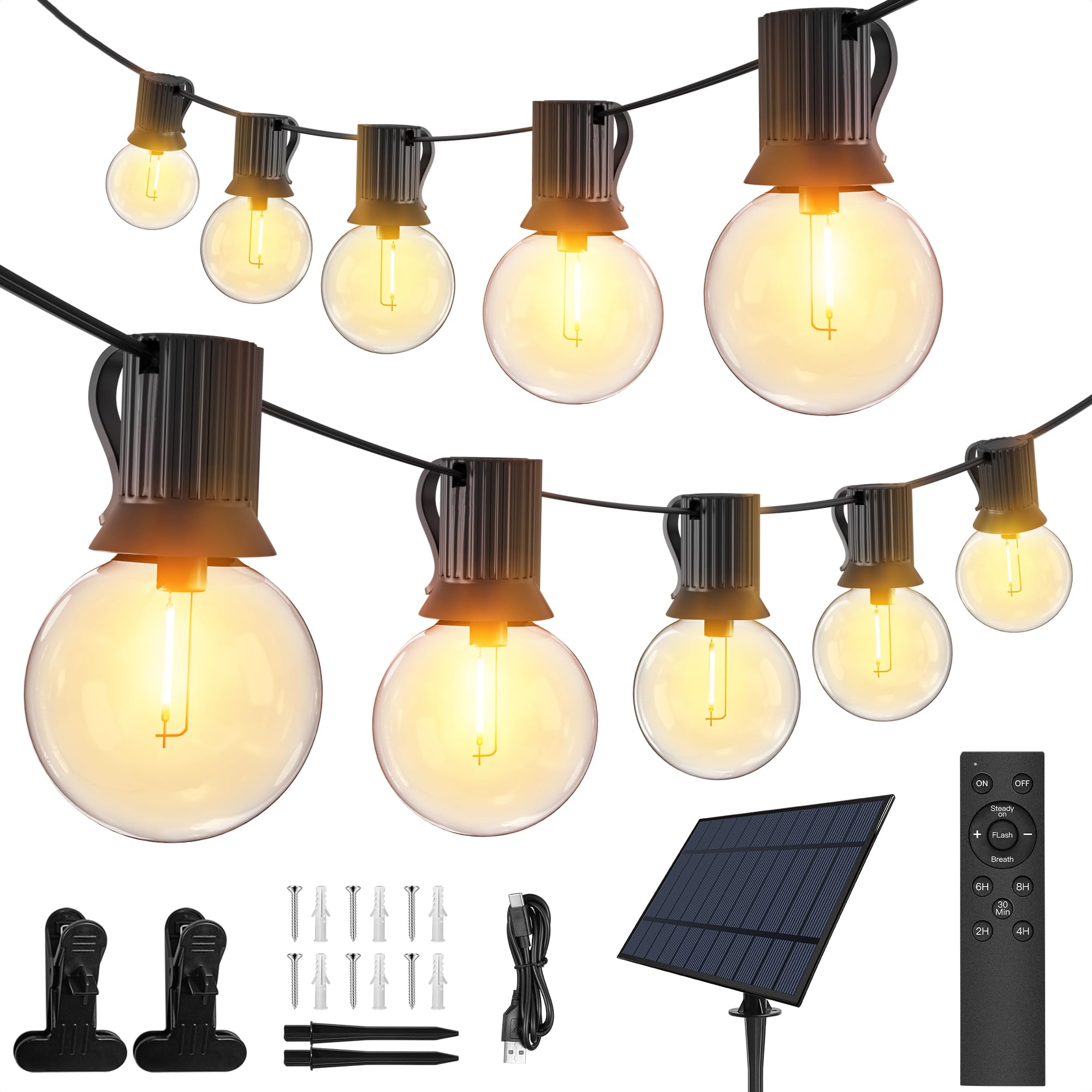 Ollny 60FT Solar String Lights 2-Pack