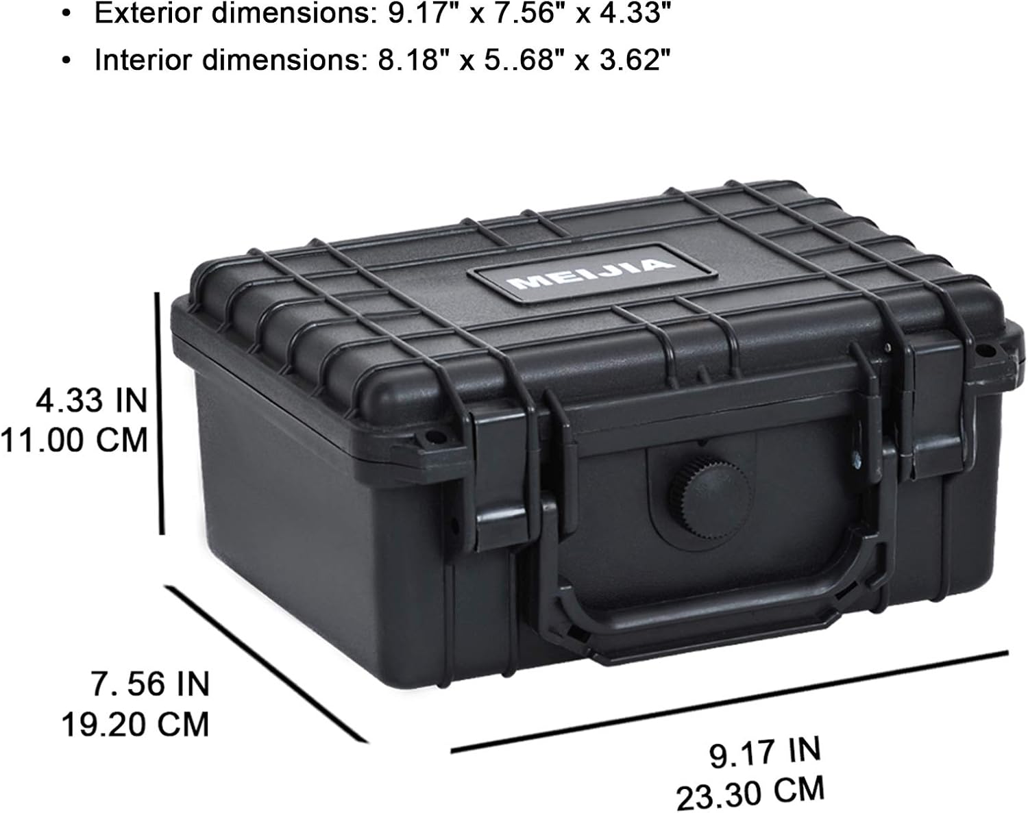 MEIJIA Portable Waterproof Protective Hard Case,Compact Camera Case with Customizable Fit Foam,Elegant Black,Fit for Drones,Camera,Lens, 9.17inchx7.56inchx4.33inch, Black, Dry Case - Image 3