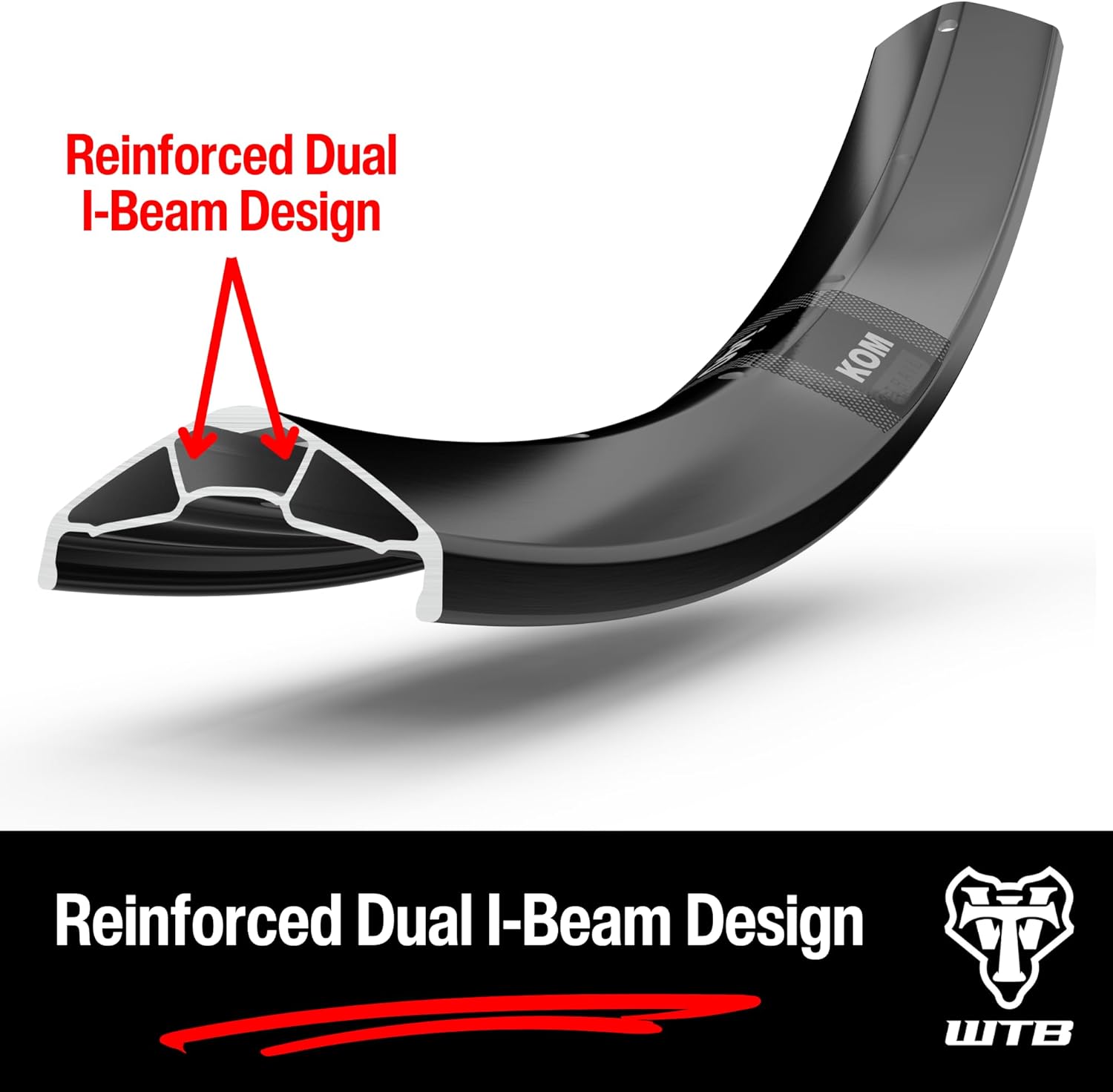 WTB KOM Tough Mountain Bike Rim (27.5" x i40) 32 Spoke Holes, XC/Trail/Enduro/Gravity, Tubeless Ready