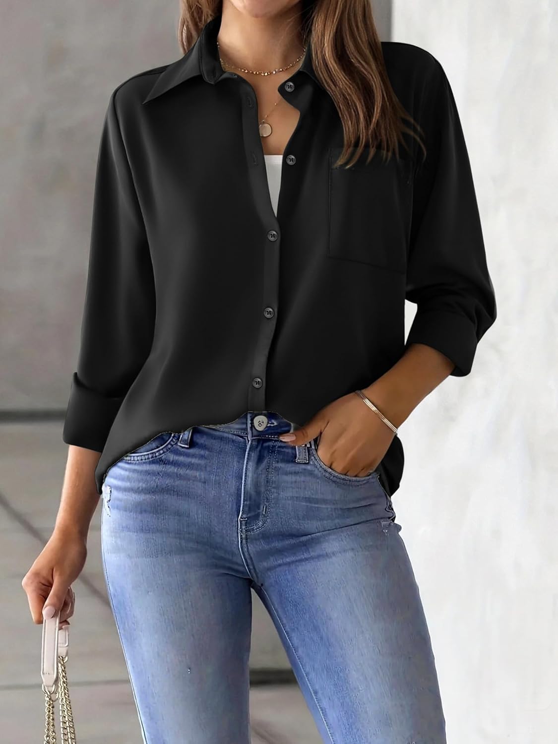 Zeagoo Womens Button Down Shirt Long Sleeve Blouse Business Work Tops Dressy Casual Floral Printed Outfits with Pocket - Image 2