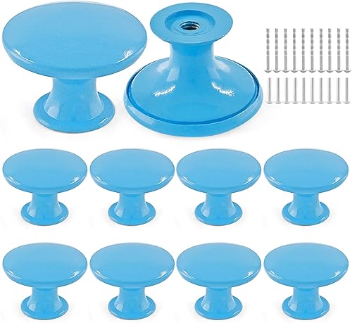 Miniatura 1 de 10 pomos de metal para gabinetes, pomos de cajón azul cielo, pomos redondos de tocador lindos tiradores de gabinete de cocina, pomos pequeños para