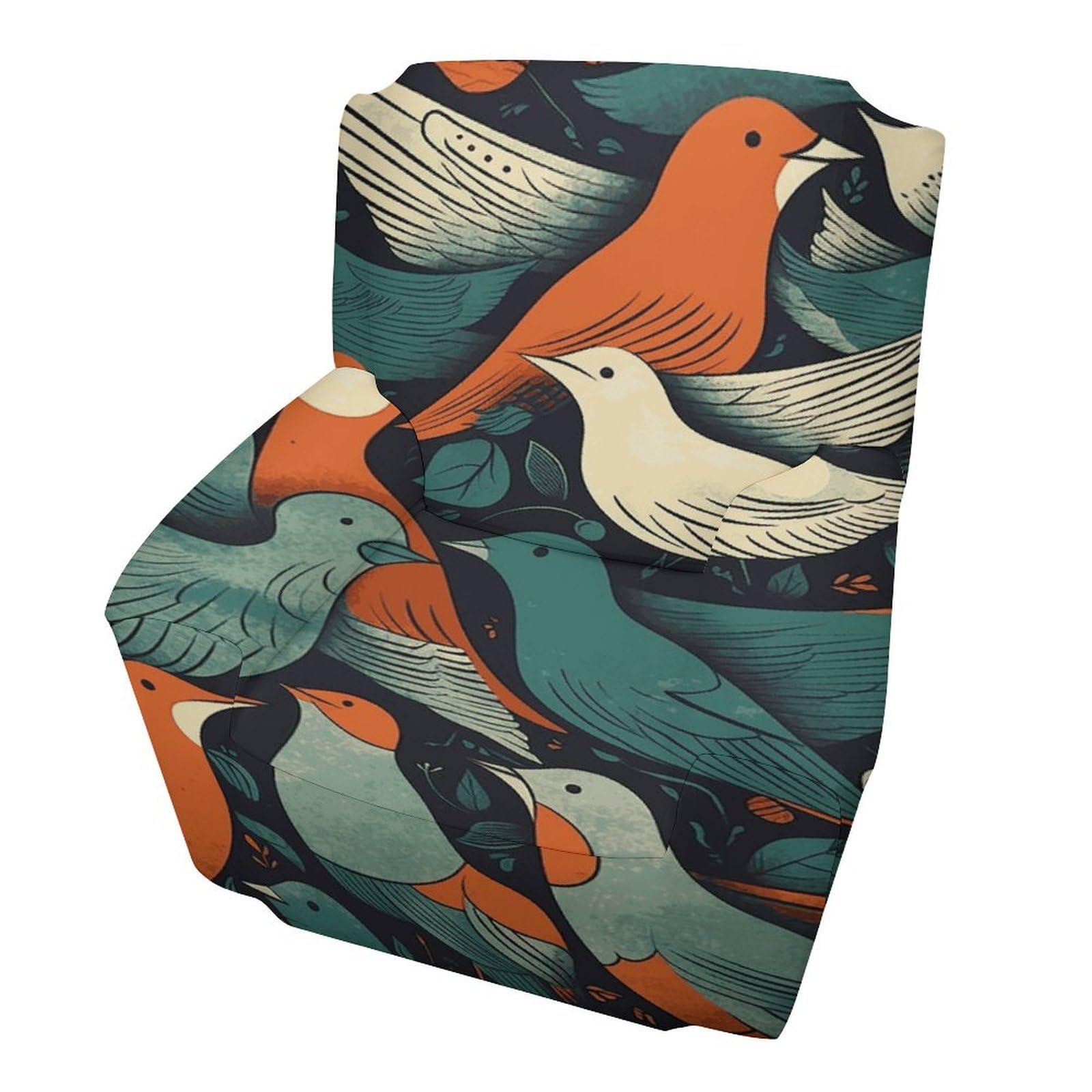 Fodpand Style Flock Of Birds Sofa Cover Soft 1 Seater Sofa Slipcover For Pets Washable,Couch Cover With Elastic Straps Furniture Protector