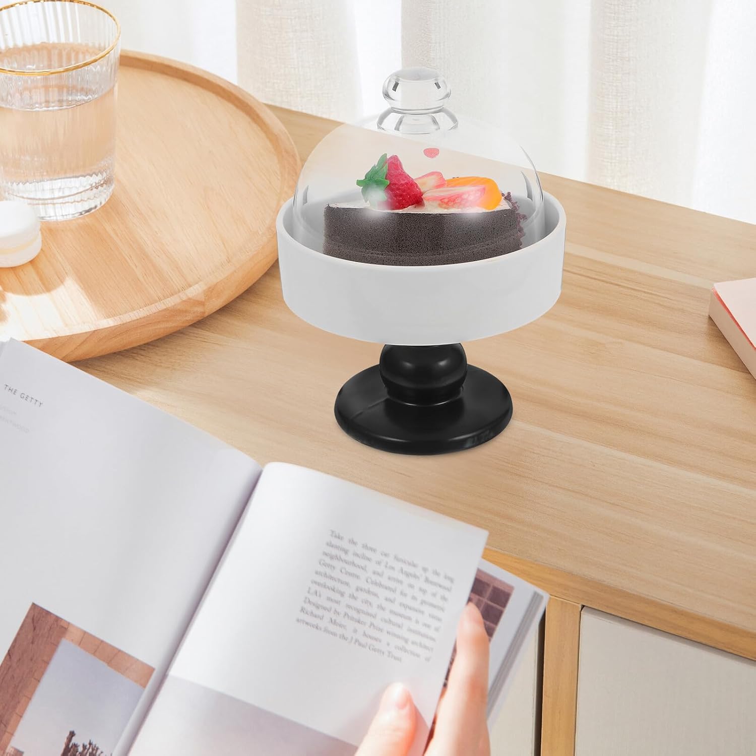 Ceramic Footed Dessert Bowl with Lid Stable High Foot Design for Ice Cream Fruit Candy Serving Easy to Clean Decorative Kitchen Snack Plate