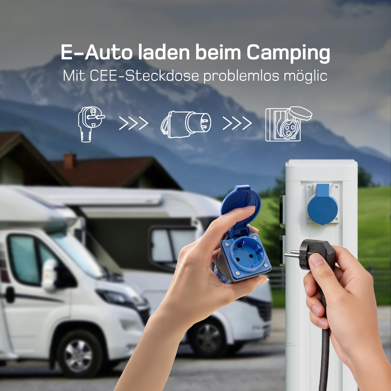 dé Typ 2 Ladekabel Schuko 3,7kW [6-16A, 1-phasig] Ladekabel Typ 2 Schuko mit Digitalem LCD - EV Charger 3,7kW für e Auto ID.3/4/5/7, Model Y/3, ENYAQ und Anderen PHEV/EV, 6,5m Schwarz
