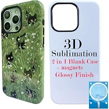 JUSTRY 5PCS 3D 2 in 1 Sublimation Film Phone Case for iPhone 15 Pro, Blank 3D Coated DIY Customizable Film Cases + Magnets, Bulk Covers Compatible with MagSafe Support Wireless Charging Glossy