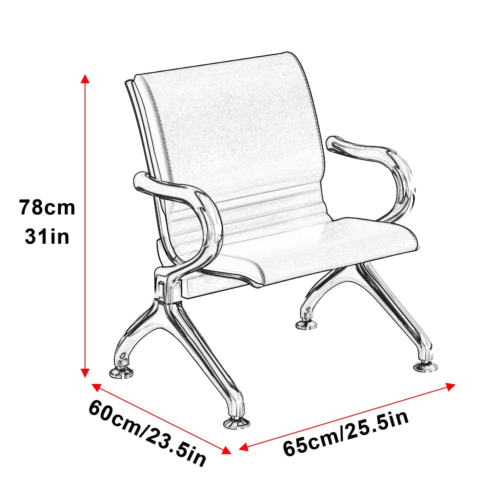 Sillas de recepción para sala de espera, banco de asiento de piel sintética con respaldos y reposabrazos, cómodo mueble de sala de espera para aeropuertos y oficinas