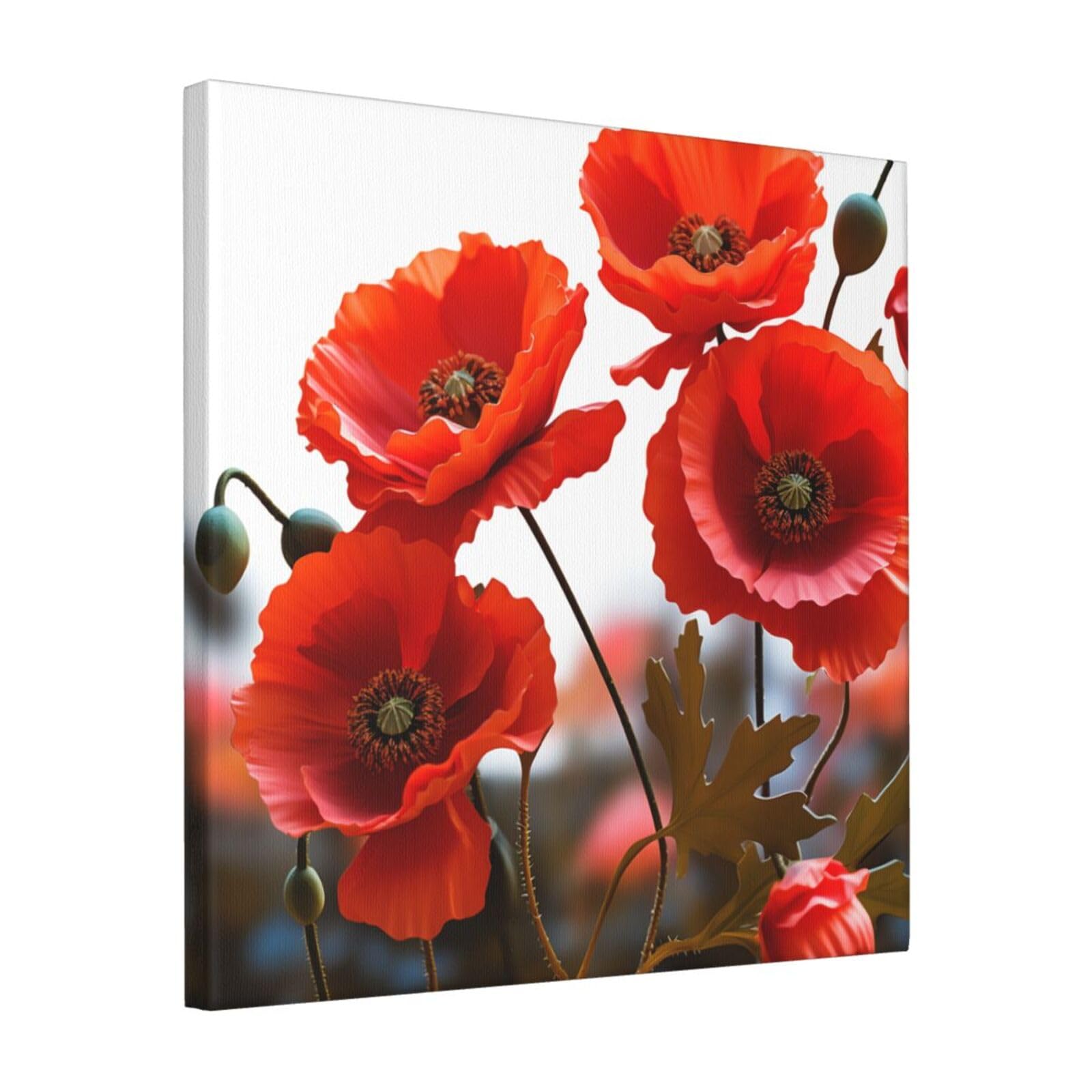 KLOPH Poppy Flowers Vivid Petals Canvas Wall Art for Living Room 16"x16" Modern Artwork Painting for Bathroom Hanging Canvas Prints Aesthetic Wallart for Bedroom Kitchen Office Wall Decor
