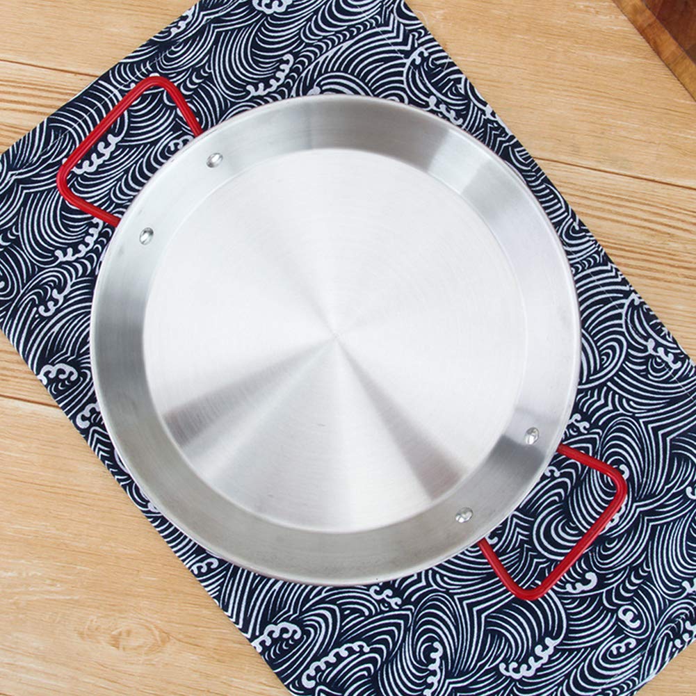 Paellera profesional de acero inoxidable antiadherente, asas antiquemaduras, universales para todas las fuentes de calefacción para el hogar, hotel, restaurante, plata, 36 cm