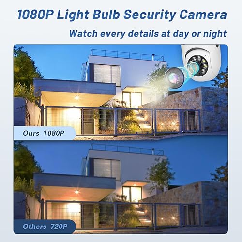 Miniatura 2 de Cámara de seguridad de bombilla, cámara de seguridad de enchufe de luz de 1080P para bombilla con detección de movimiento y visión nocturna (paquete