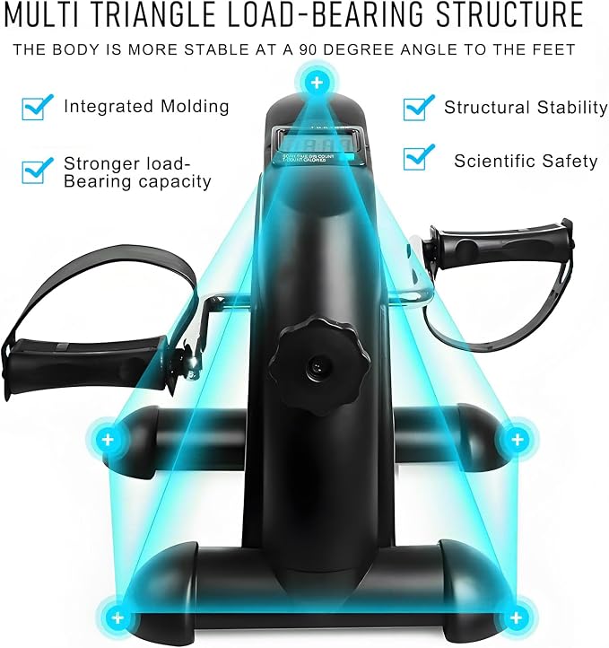 Bicicleta de escritorio, pedal con pantalla LCD, resistencia ajustable, portátil miniatura 5