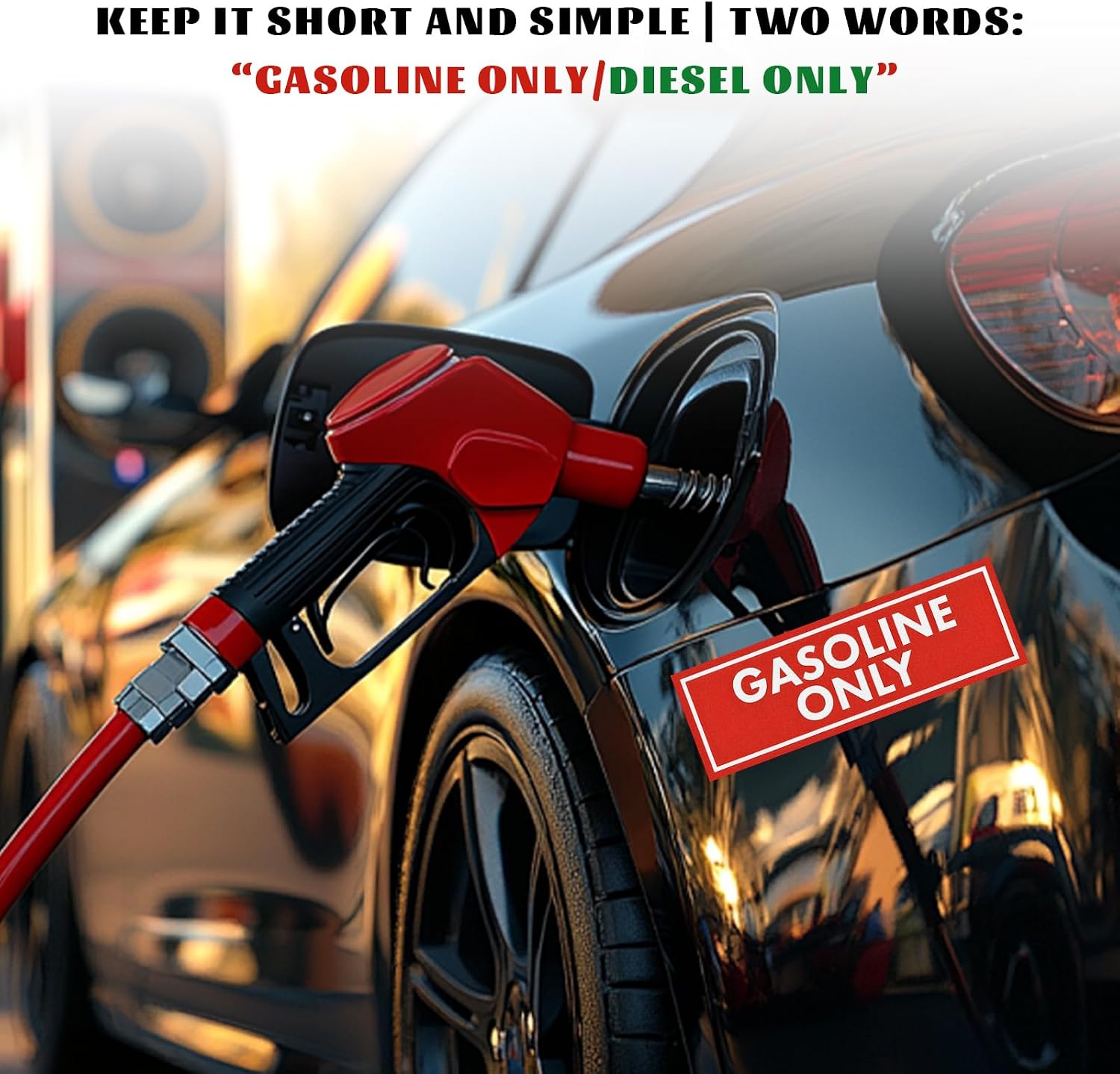 10 PCS Gasoline Only Stickers, Waterproof Vinyl Fuel Identification Label Adhesive Car Decoration, Heavy Duty Weatherproof Gas Can Cap Marker Decal for Cars Trucks Tractors (Red) image 4
