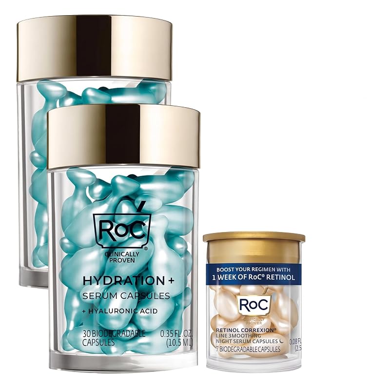 RoC Multi Correxion Cápsulas de Sérum Noturno com Ácido Hialurônico e Cápsulas de Retinol, Pacote com 30 e 7 unidades