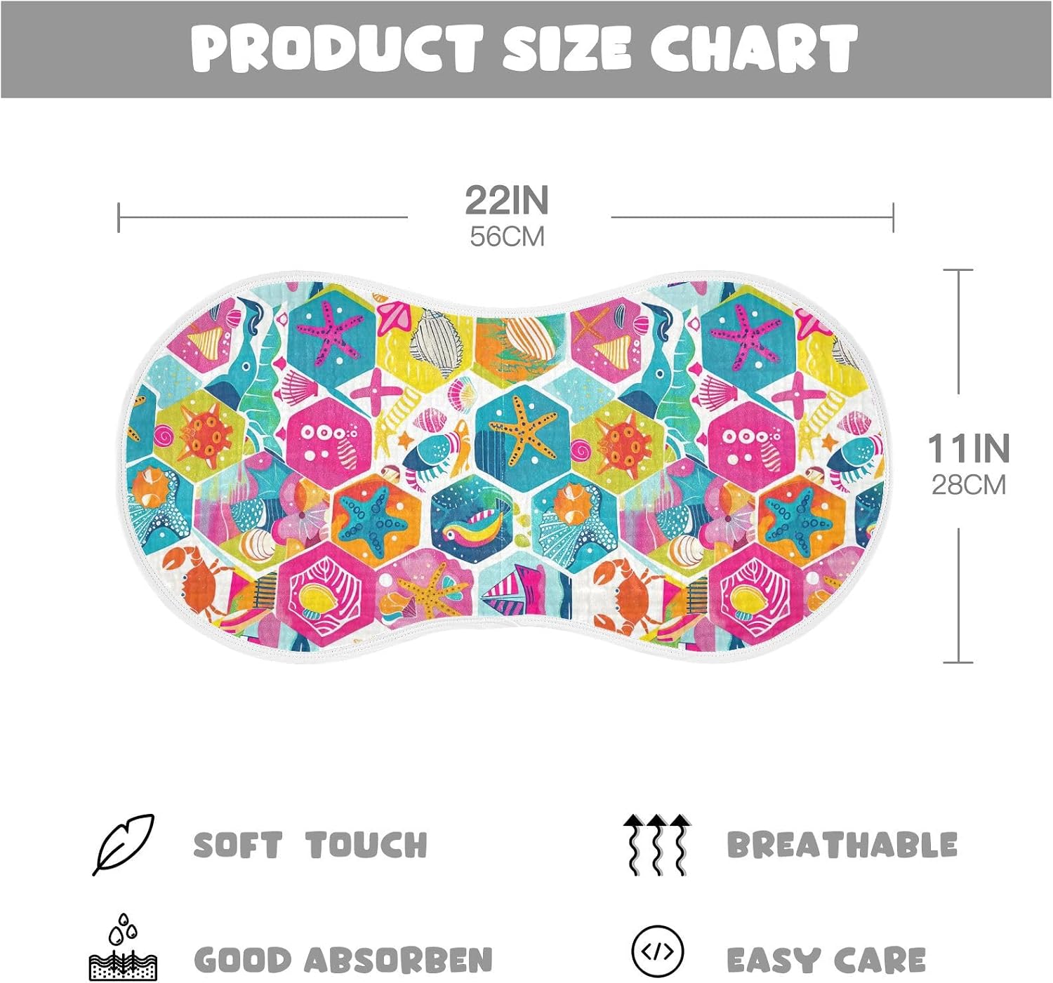 Geometric Benthic Organisms Muslin Baby Burp Cloths Feeding Cloths Face Towel Soft and Absorbent Bibs for Newborn Boys Girl- 4 Pack