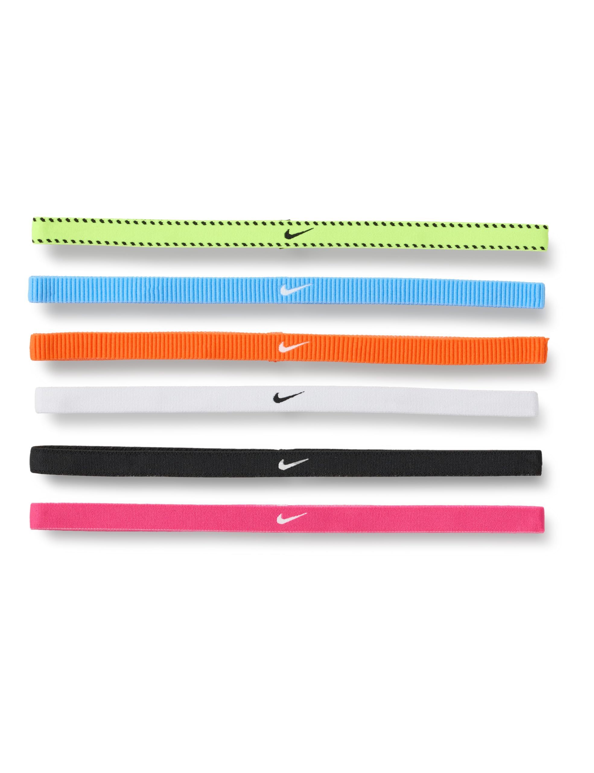 Nike Men's Flex Classic Headbands 6-Pack Headbands Running Fitness Training Sports Hairband Set Non-slip Elastic, Volt/Vivid Pink/White, One Size