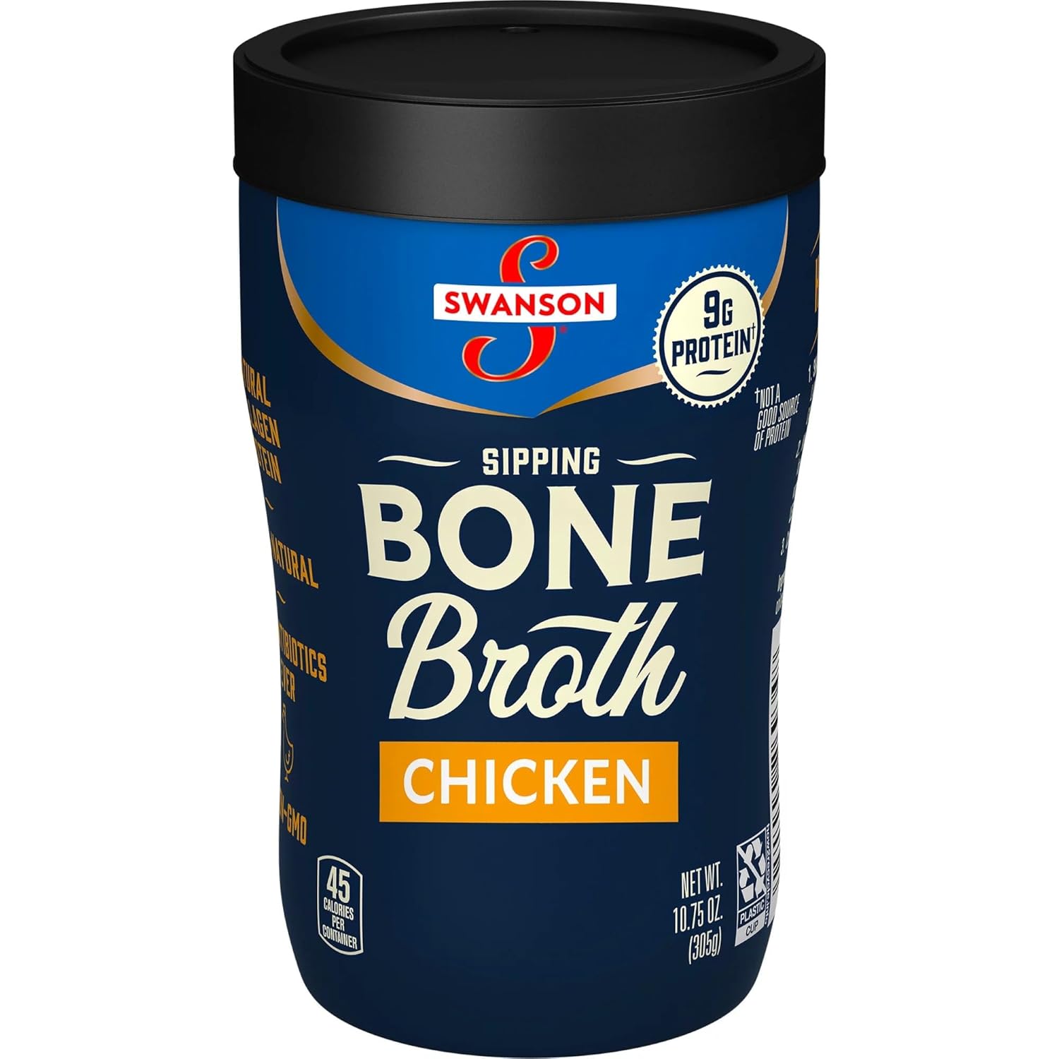 Swanson Sipping Bone Broth, Chicken Bone Broth, 10.75 Ounce Sipping Cups (Pack of 6)