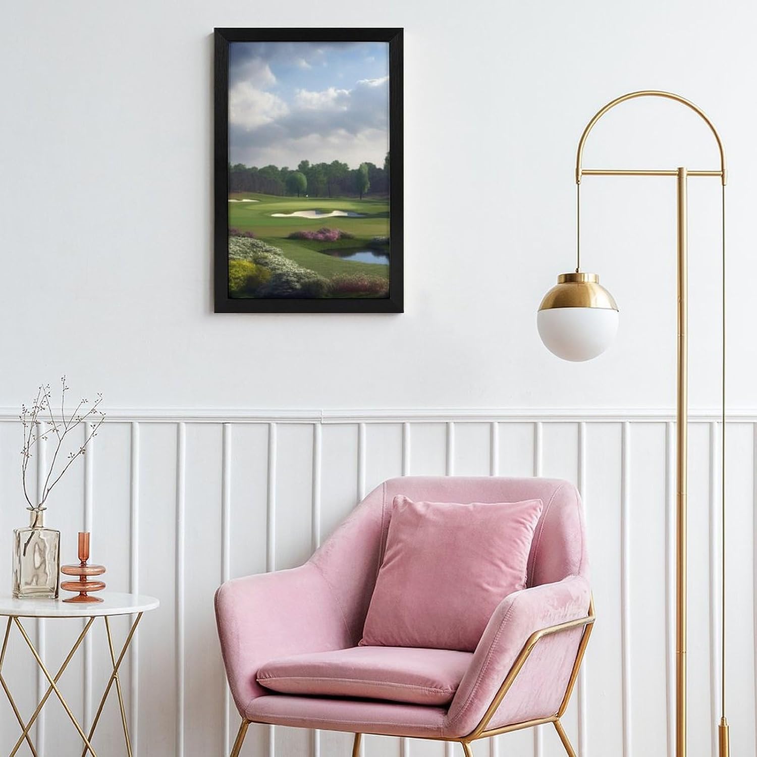 TecLikcL Personalized Modern Prints for Home Decorations, Canvas Golf Course Art Pictures for Hanging Wall, Decor Frame Painting Black for Living Room, Bedroom, Bathroom 12x18inch(30x45cm)