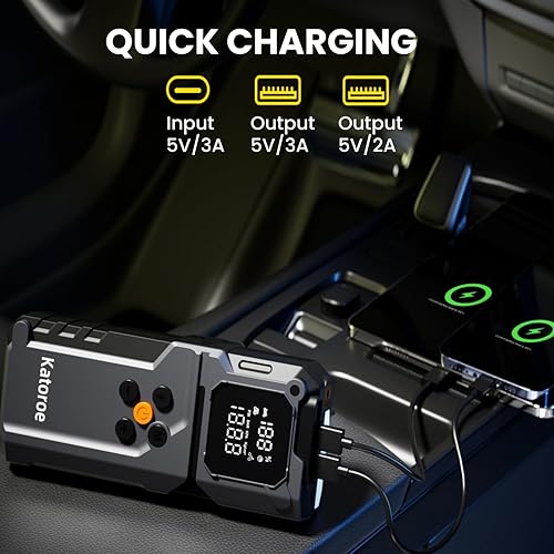 Miniatura 4 de Arrancador con compresor de aire, batería de coche de 5000 A (9.0 L de gas7.0 L diesel), inflador de neumáticos de 150 PSI, batería de automóvil de