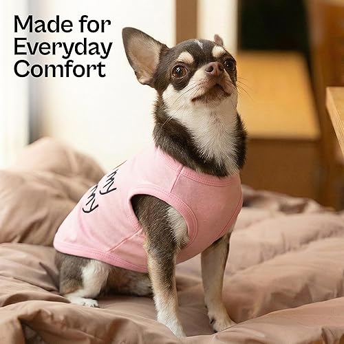 Miniatura 5 de Playera parisina para perros con palabras bordadas "I Love My Mommy" - 100% algodón, camiseta rosa para perros - Chaleco sin mangas para mascotas -