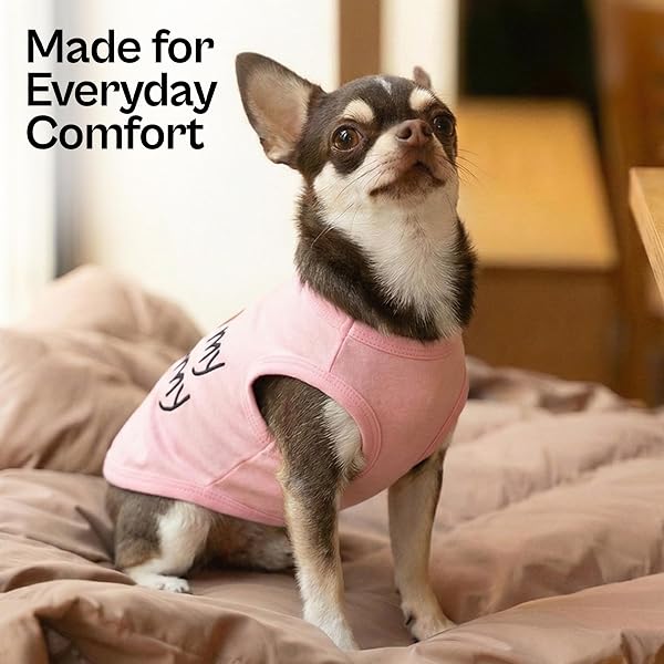 Parisian Pet Dog T-Shirt with Embroidered 'I Love My Mommy' Words - 100% Cotton, Pink Dog Clothes - Breathable Sleeveless Pet Vest - Machine Washable Dog Shirts for Small Dogs, S - 5