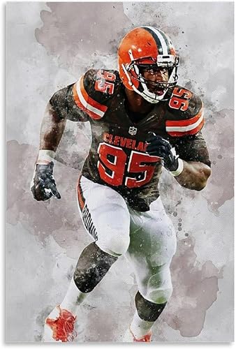 GELDSTEI Myles Garrett - Póster en lienzo para pared de dormitorio, estética, sala de estar, decoración del hogar, 16 x 24 pulgadas (15.7 x 23.6 in) disponible en Yaxa Peru