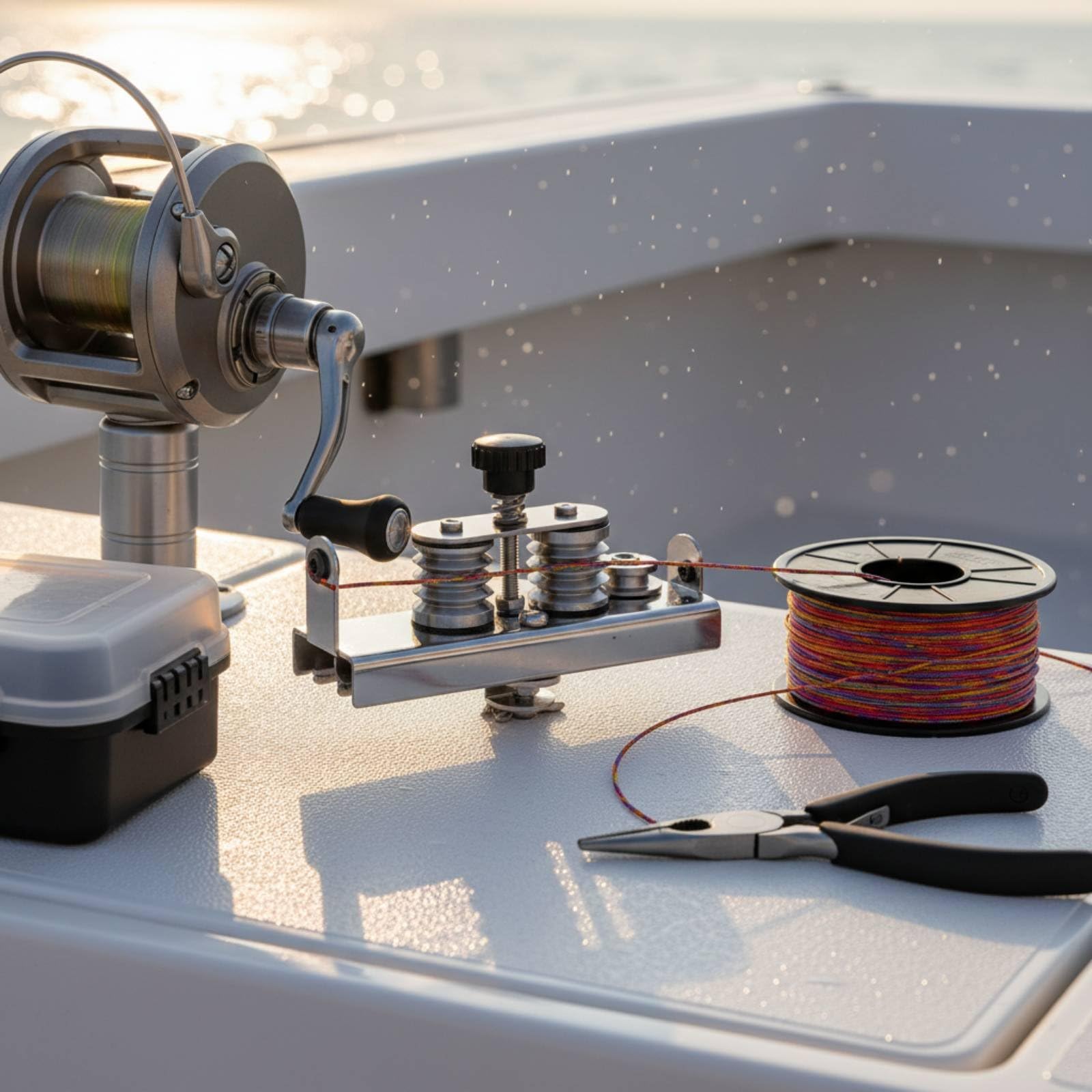 Avvolgilenza da Pesca Bobinatore Filo Tenditore Regolabile Corpo Robusto Compatto Acciaio Inox Adatto per Allestimenti Pesca Barca Negozio Esca