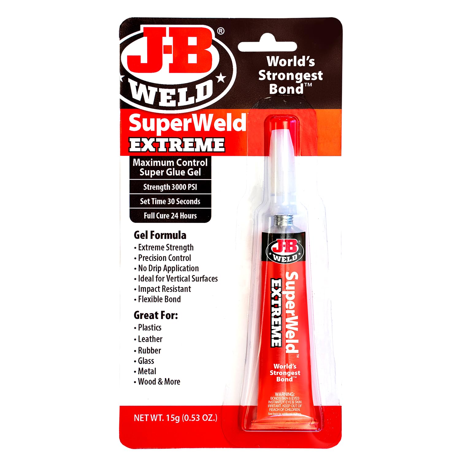 JB Weld Superweld Extreme Instant Adhesive Super Glue Gel, Multi-Purpose Ultra-Fast Setting, Suitable for All Metals and Other Materials, Clear 15g