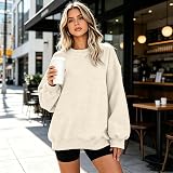 Generic White Crewneck Sweatshirt Long Sleeve Tops – product photo 3 of 6