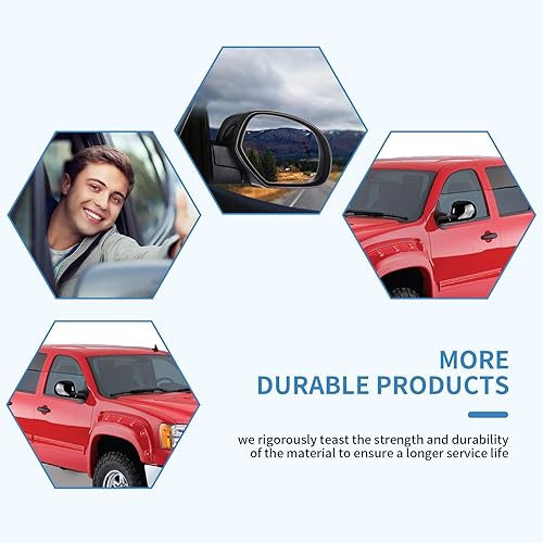 Miniatura 5 de ECCPP Espejos laterales del conductor y del pasajero, señal de memoria calentada con textura, ajuste para Chevy para GMC Pickup SUV 2008-2013 para