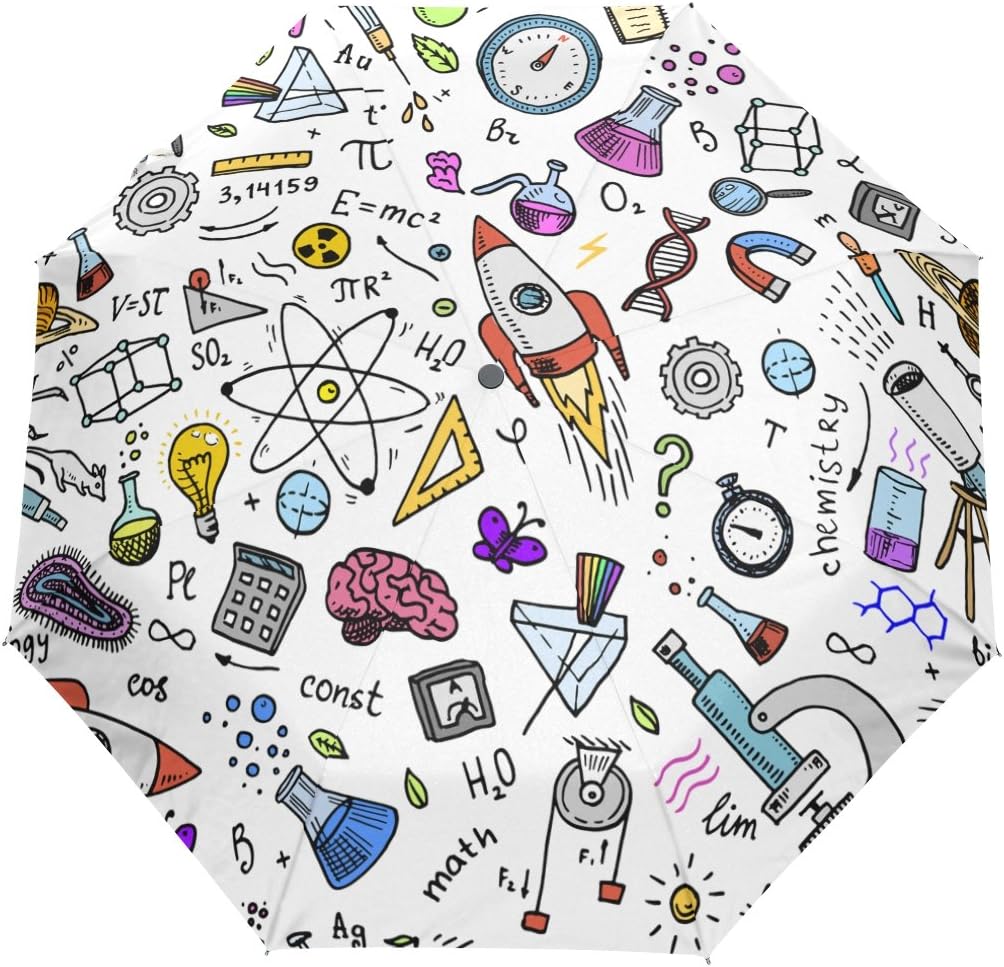 Naanle Physics Math Astronomy Science Pattern Auto Open Close Foldable Travel Umbrella