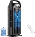 6 en 1 Climatiseur Mobile, Climatiseur Portable Silencieux avec Refroidisseur d'air 1200ml, 120°Oscillation, 1-12H Minuteries, 4 Vitesses, Touches Tactiles (Noir minuit) - 1