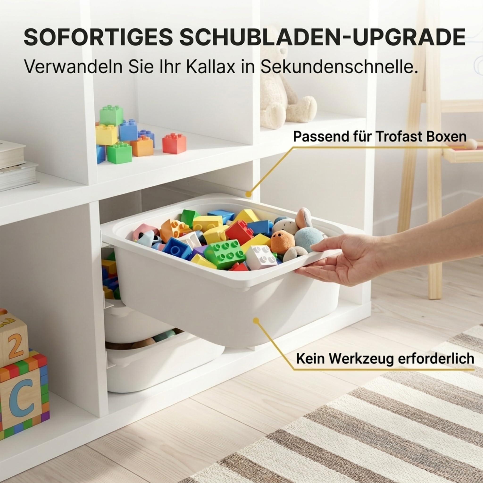 Schienensystem für Trofast Boxen – Passend für IKEA Kallax & Expedit, Halterung für Spielzeugkisten, Boxensystem 6 Schienen Spielzeug
