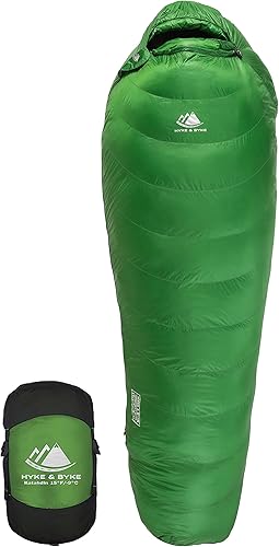 Hyke & Byke Katahdin 32 F - Saco de dormir para senderismo y mochilero  4 estaciones, 625FP ultraligero  Resistente al agua  Gris carbón  Corto