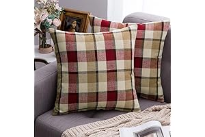 MIULEE Decorative Red Plaid Pillow Covers