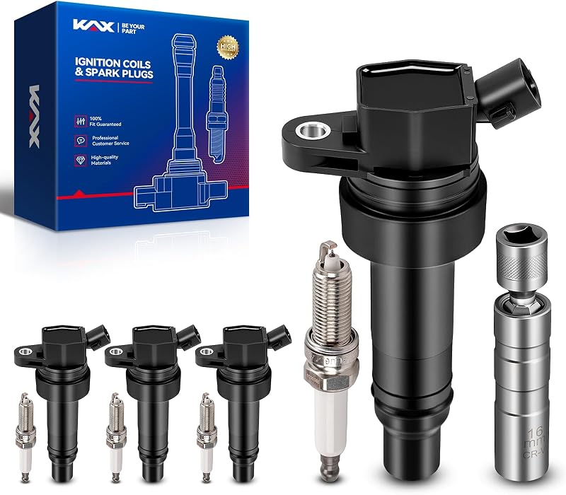 Kit de bobinas de ignição e velas KAX para Hyundai Veloster e Kia Forte Koup/Forte5 1.6T – 8 peças