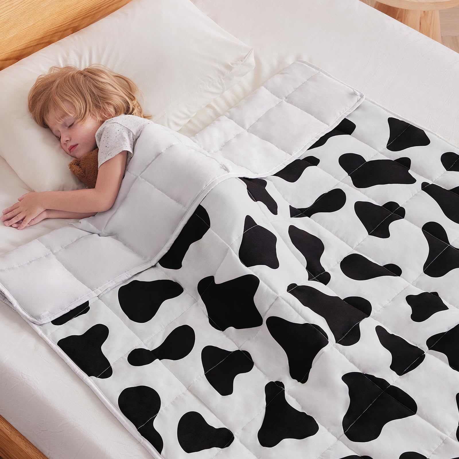 anfie Weighted Blanket Kids (36"x48" 5lbs) Weighted Blanket Cooling Blanket for Sleeping,Throw Size Breathable Blanket with Premium Glass Bead(White