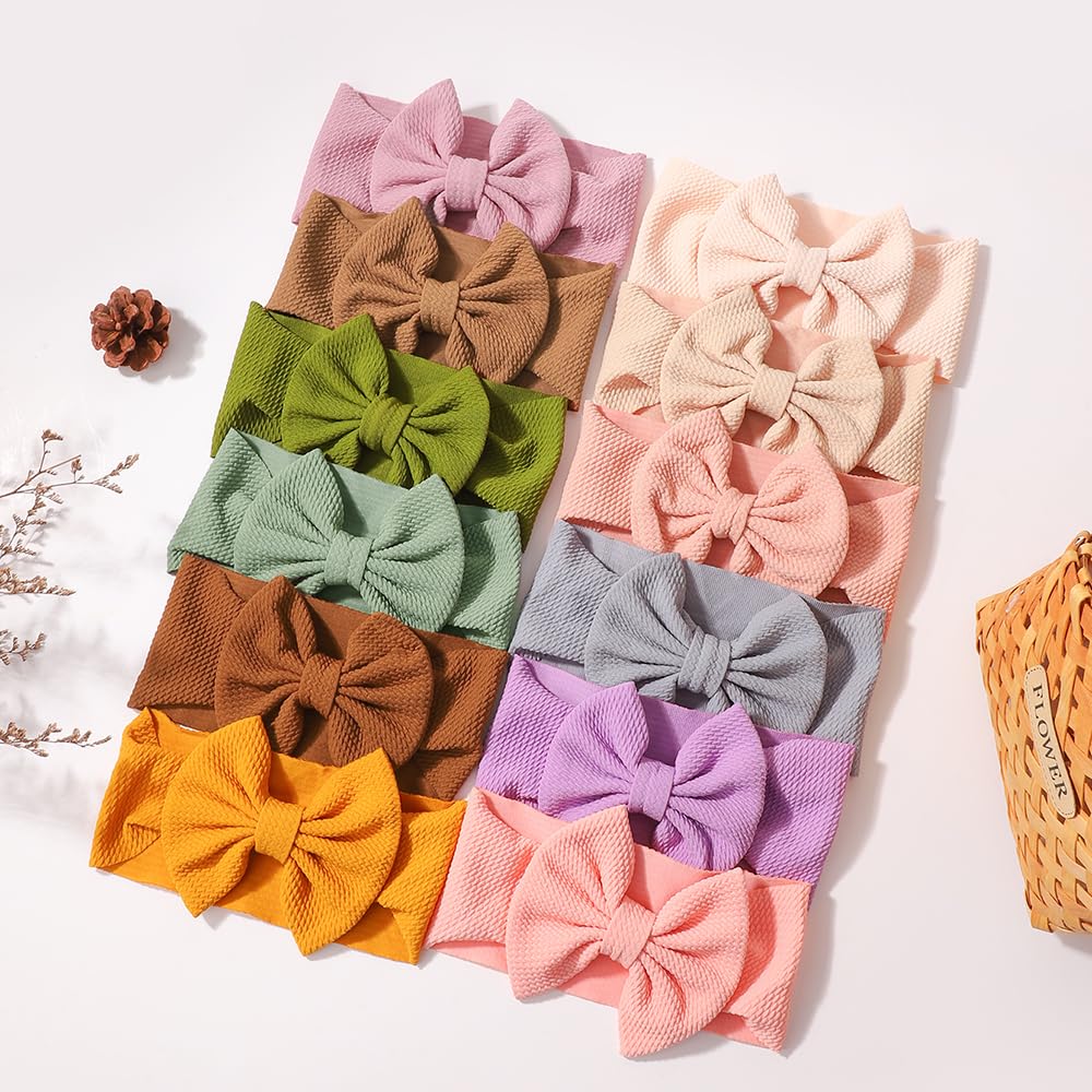 30pcs Baby Girls Nylon Bow Headbands 3.7"*6" Wide Handmade Newborn Bows Headbands Elastics HairBands Hair Accessories for Baby Girls Infant Newborn