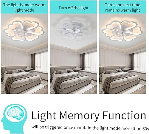 Miniatura 9 de Ventilador de techo inteligente de 27 pulgadas con luces y control remoto, moderno ventilador de techo empotrado empotrado, luz de techo regulable