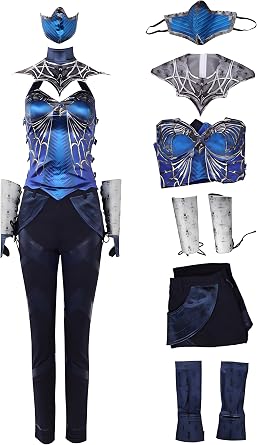 Kitana Cosplay Costume Adults Kitana Full Uniform with Face Mask Gloves Accossories Halloween Womens Outfits