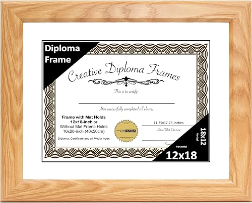 Vista 55 de Creative Picture Frames Marco de diploma con acabado de roble de 8 x 10 pulgadas, con caballete de vidrio negro y colgadores de pared instalados