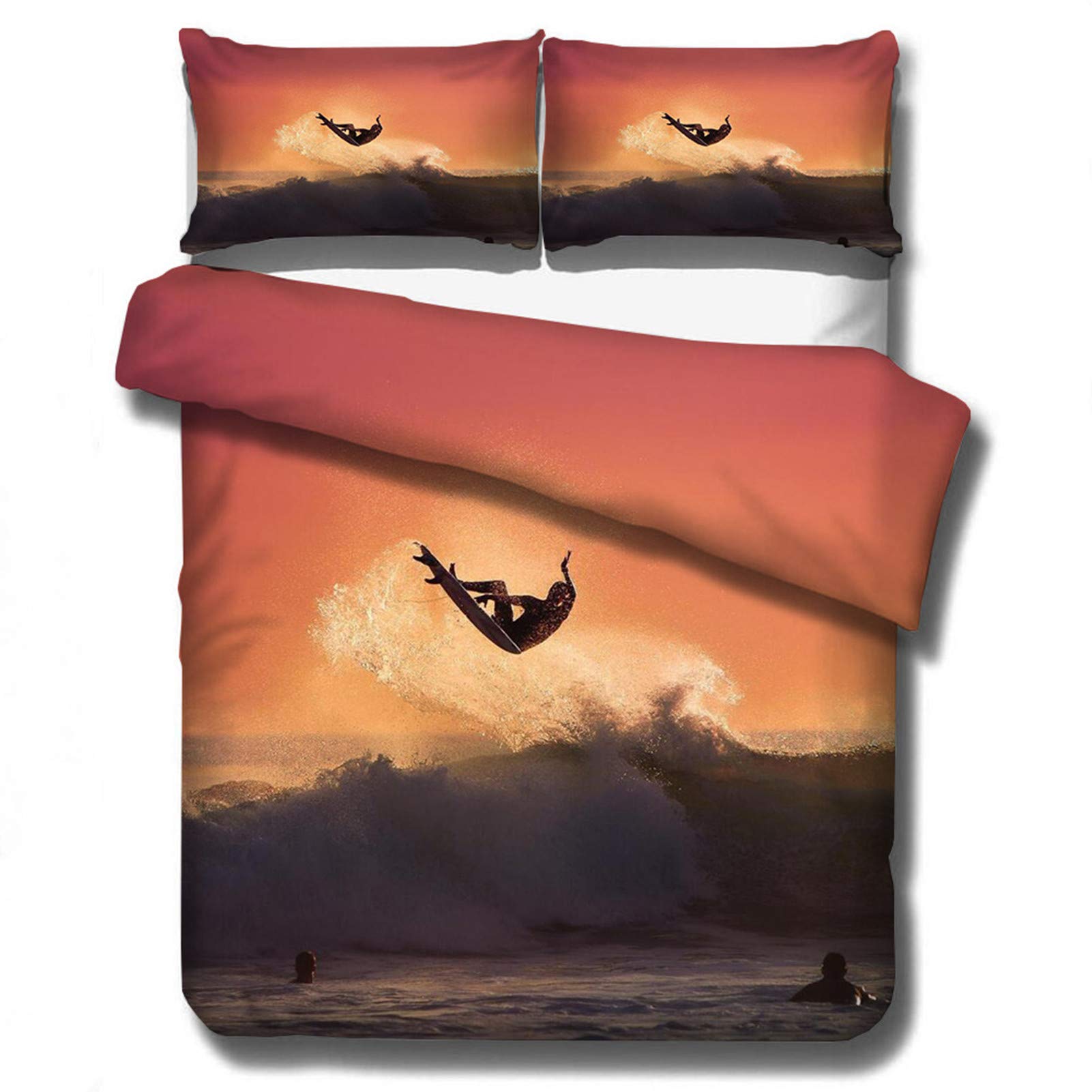 Housse de Couette Surf 220x260 Parure de Lit Océan pour Chambre Enfant Ado