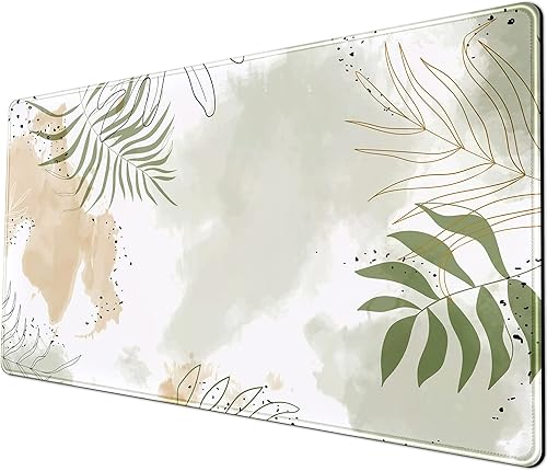 Alfombrilla de mouse blanca extra grande, bonita alfombrilla de escritorio con flores bonitas, alfombrilla de mouse grande para computadora,