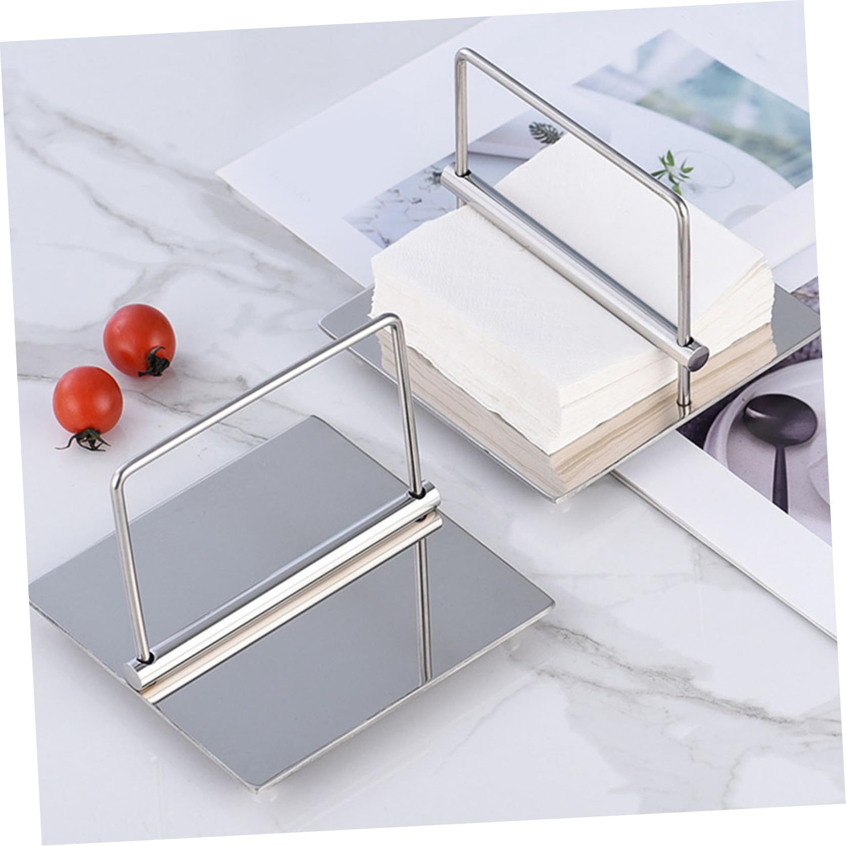 Toyvian Servilletero de Acero Inoxidable Moderno Soporte Conveniente para Toallas de Papel Hogar para Cocina Superficie Atractiva y Resistente al Desgaste