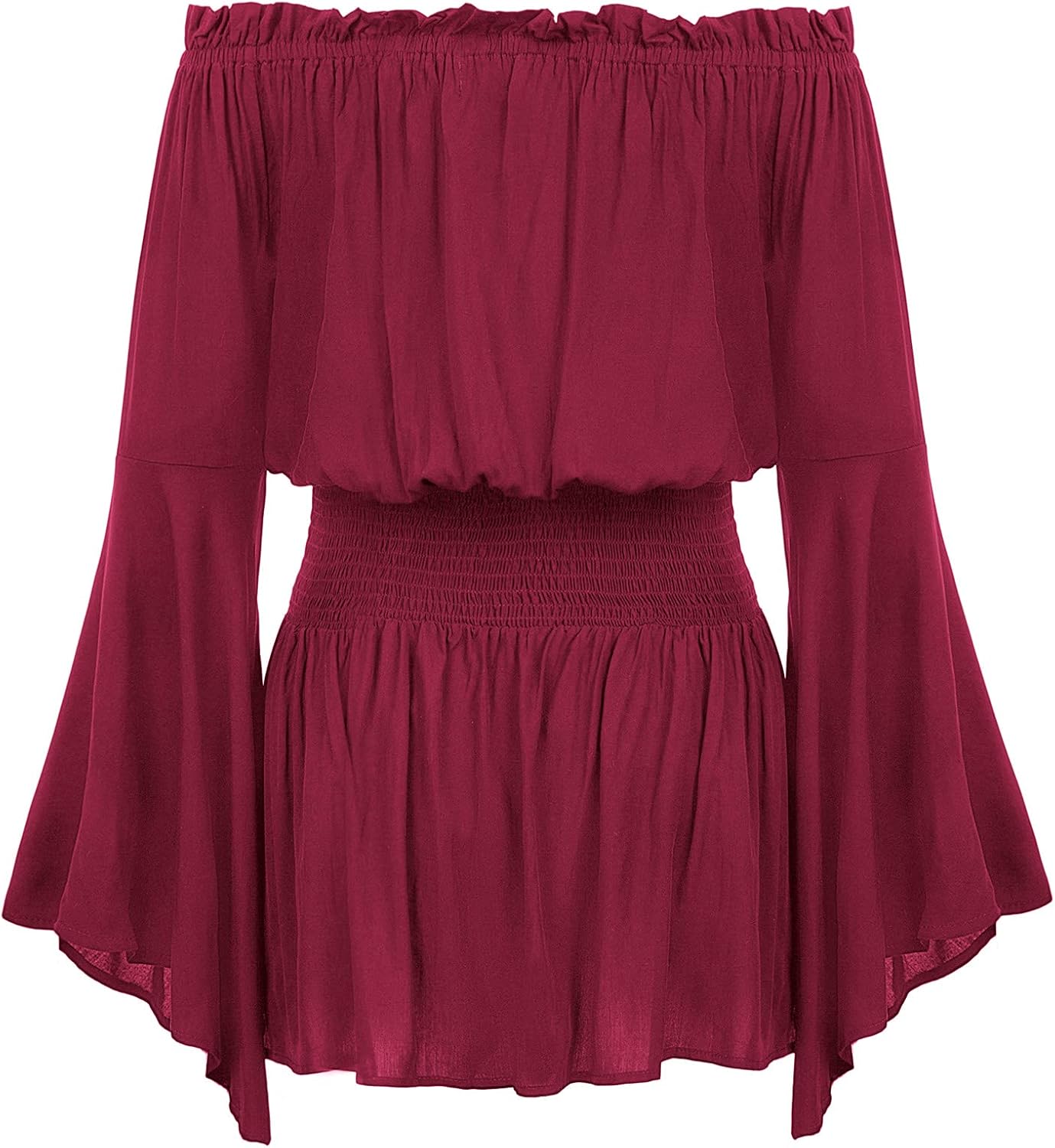 Hanna Nikole Womens Plus Size Renaissance Blouse Off Shoulder Trumpet Sleeve Peasant Tops - Image 3