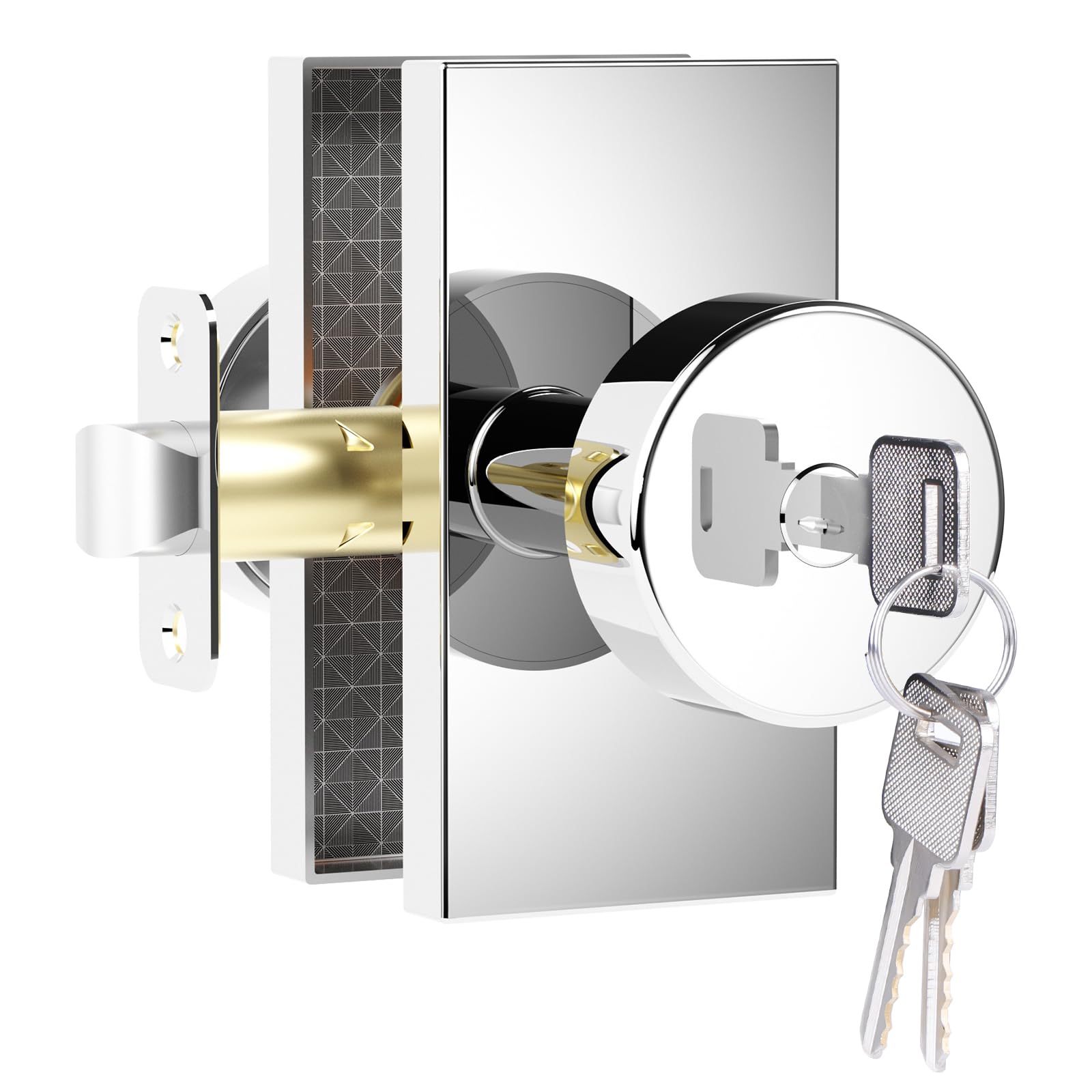 Satin Brass Privacy Door Knob with Lock -25